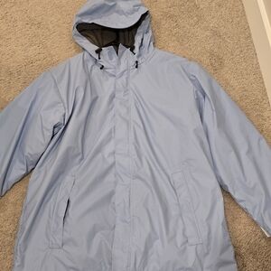 Lands' End Women's Sky Blue Hooded Raincoat
